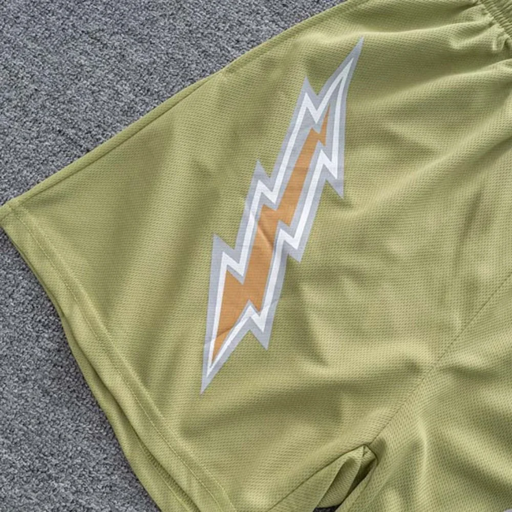 Eric Emanuel Logo Lightning Print Casual Shorts in Green - Picture 2 of 7